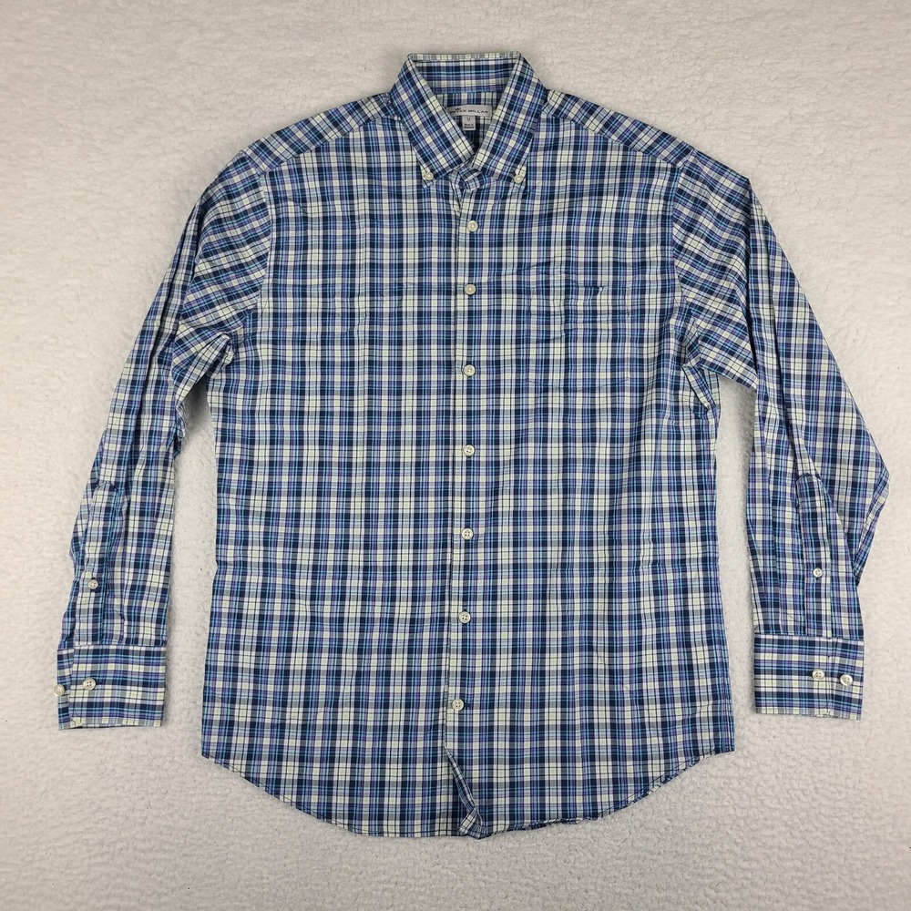 Peter Millar Summer Comfort Shirt Men Medium Blue Green Purple Performance Dress